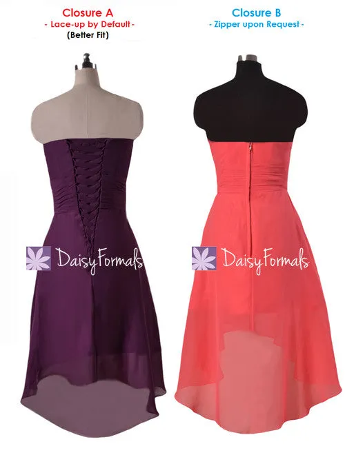 Dark Magenta Strapless Formal Dress High Low Dress Purple Party Dress (BM2426)