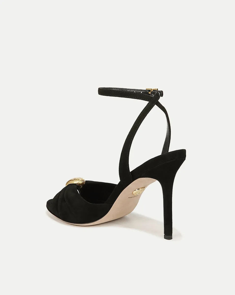 Genevieve Peep-Toe Suede Sandal