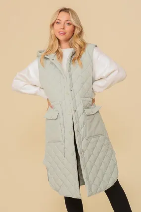 Quilted Midi Vest Jacket