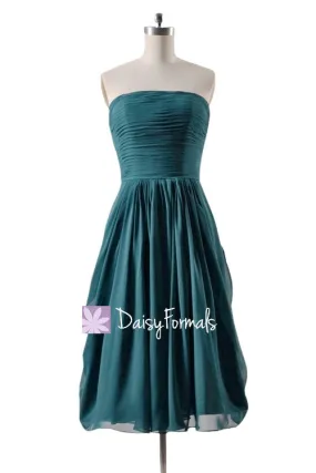 Rich Peacock Bridesmaid Dress Teal Bridal Party Dress (BM10825S)