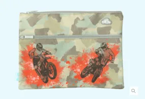 Spencil Pencil Case A4 Twin Zip Camo Biker