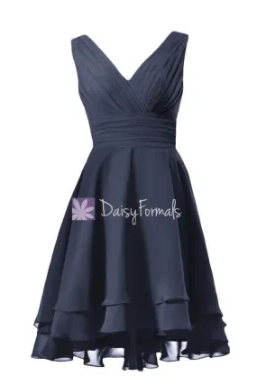 Voluminous Skirt Party Dress High Low Navy Formal Dress Prom Dress (CST2231)