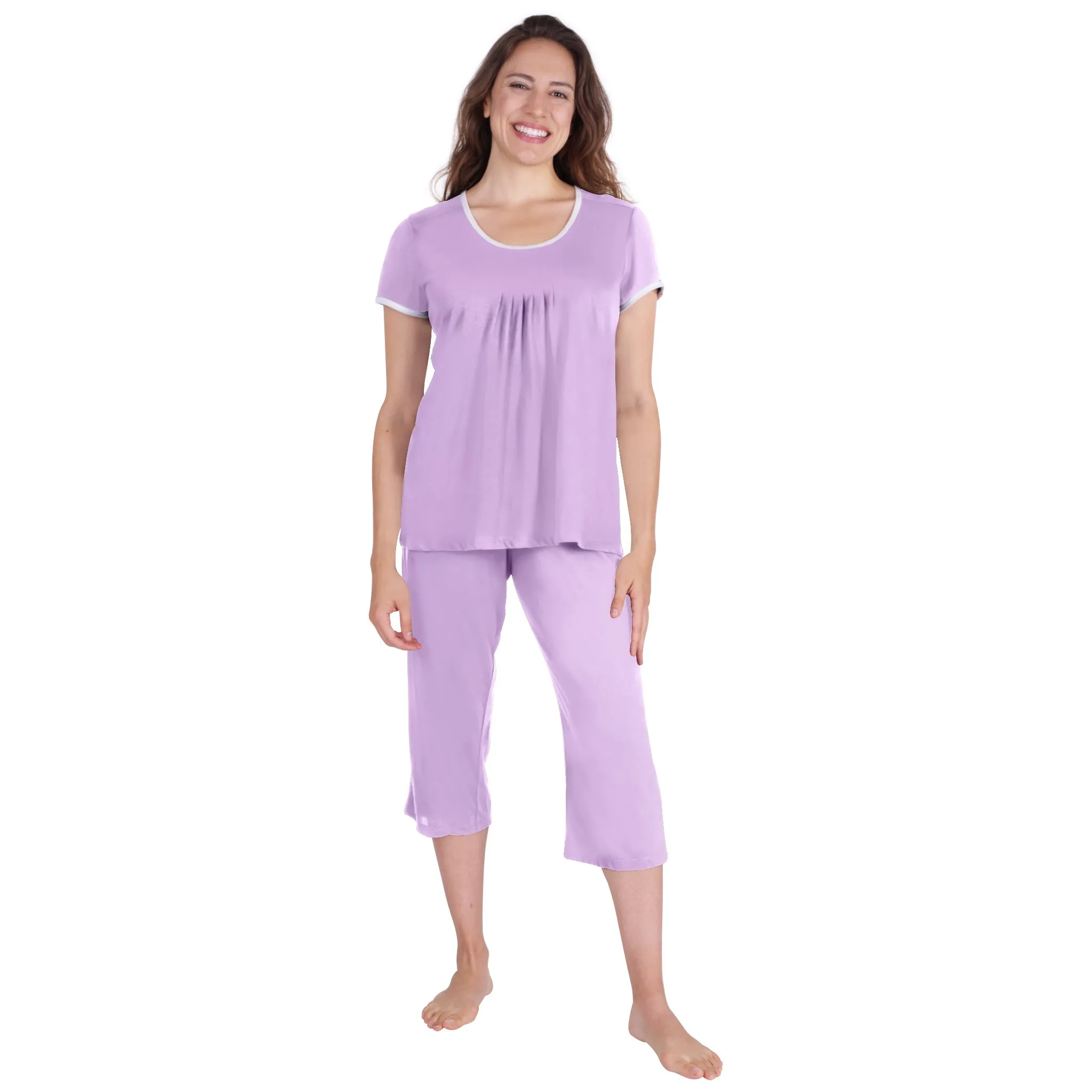 Women's Moisture Wicking Pleated T-Shirt Capri Set